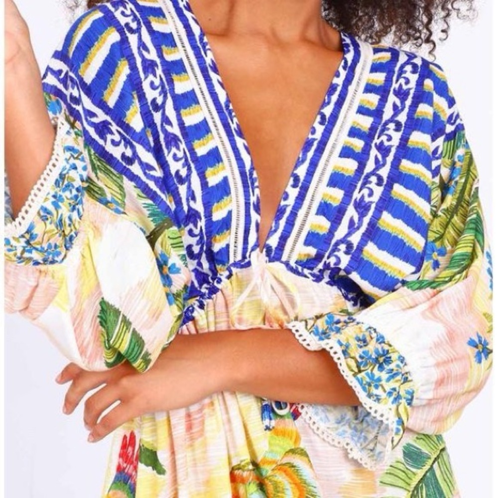 Farm Rio Anthropologie Macaw Flight Maxi Dress Sz S US 4 - Picture 5 of 10